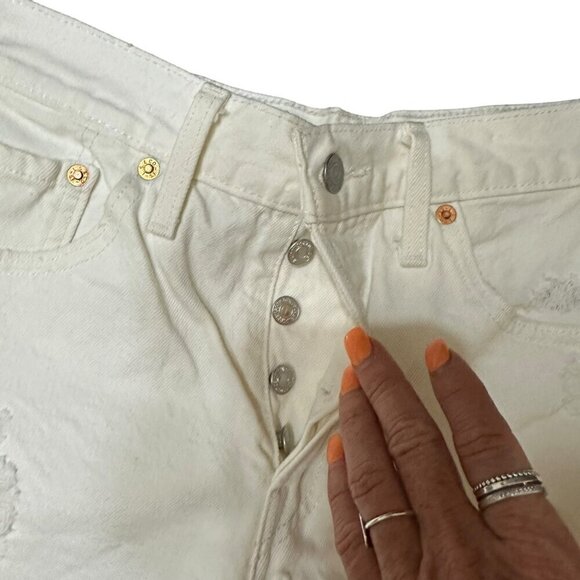 Levi's‎ Cut Off Button Fly Shorts White Distressed Casual Summer Women's Size 27 - Picture 3 of 9